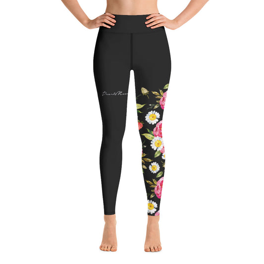 Red and Pinky Flowers Yoga Leggings