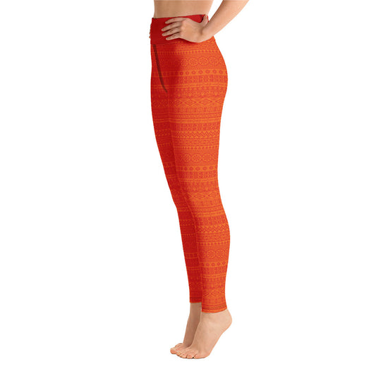 Ethnic Pattern Orange Yoga Leggings