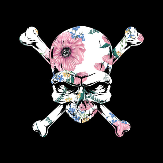 Skull with Floral Skin Unisex Short Sleeve V-Neck T-Shirt