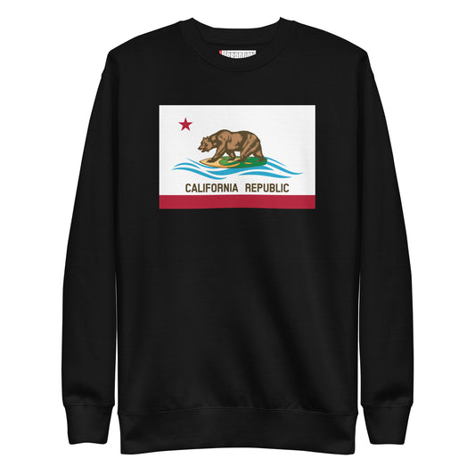California Republic Surfing Bear Unisex Premium Sweatshirt