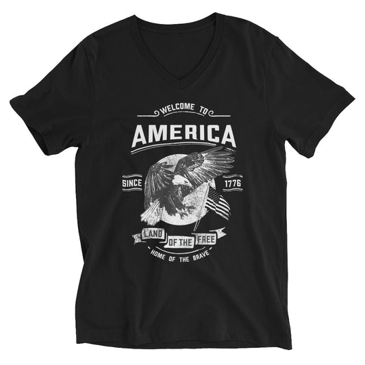 Welcome to America Unisex Short Sleeve V-Neck T-Shirt